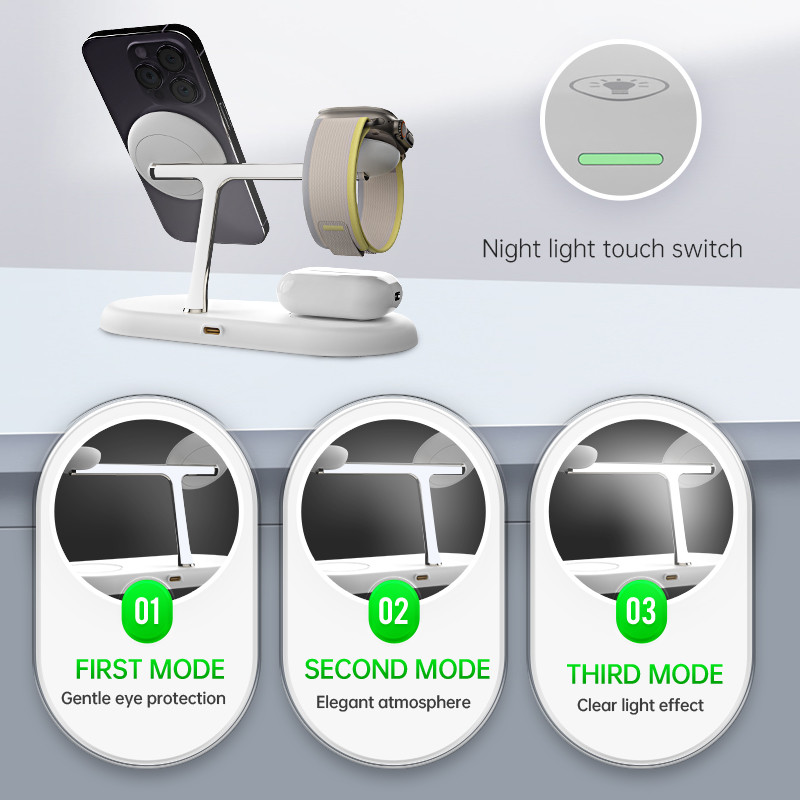 T256 Magnetic Wireless Charger with LED Night Light and Touch Switch Charging Distance 8mm