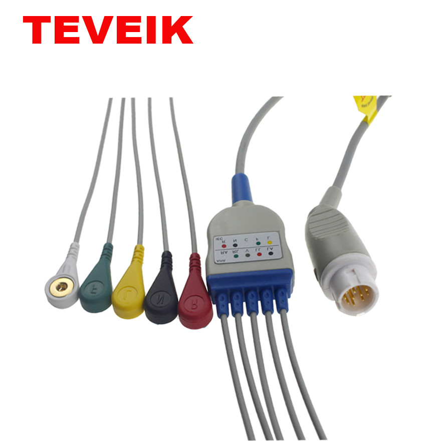 Mindray 5 Leads TPU EKG Cable Reusable IEC ECG Medical Cable