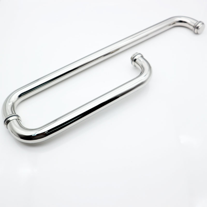 Tempered Glass Pull Handle with SS304 Vertical Stainless Steel Adjustable Design