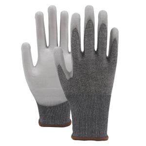 China Construction PU Coating Gloves Wear Resistant Grey Polyester Liner Gloves wholesale