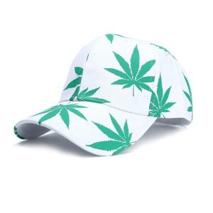China 2019 Green Leaf Mens Baseball Hats , Wild Sunshade Printing Casual Baseball Caps wholesale