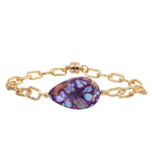 China Jewelry Gold Plated Handmade Magnetic Clasp Chain Link Bangle Bracelet For Women wholesale