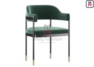 China Open Back Upholatered Armrests Dining Chair With Gold Details wholesale