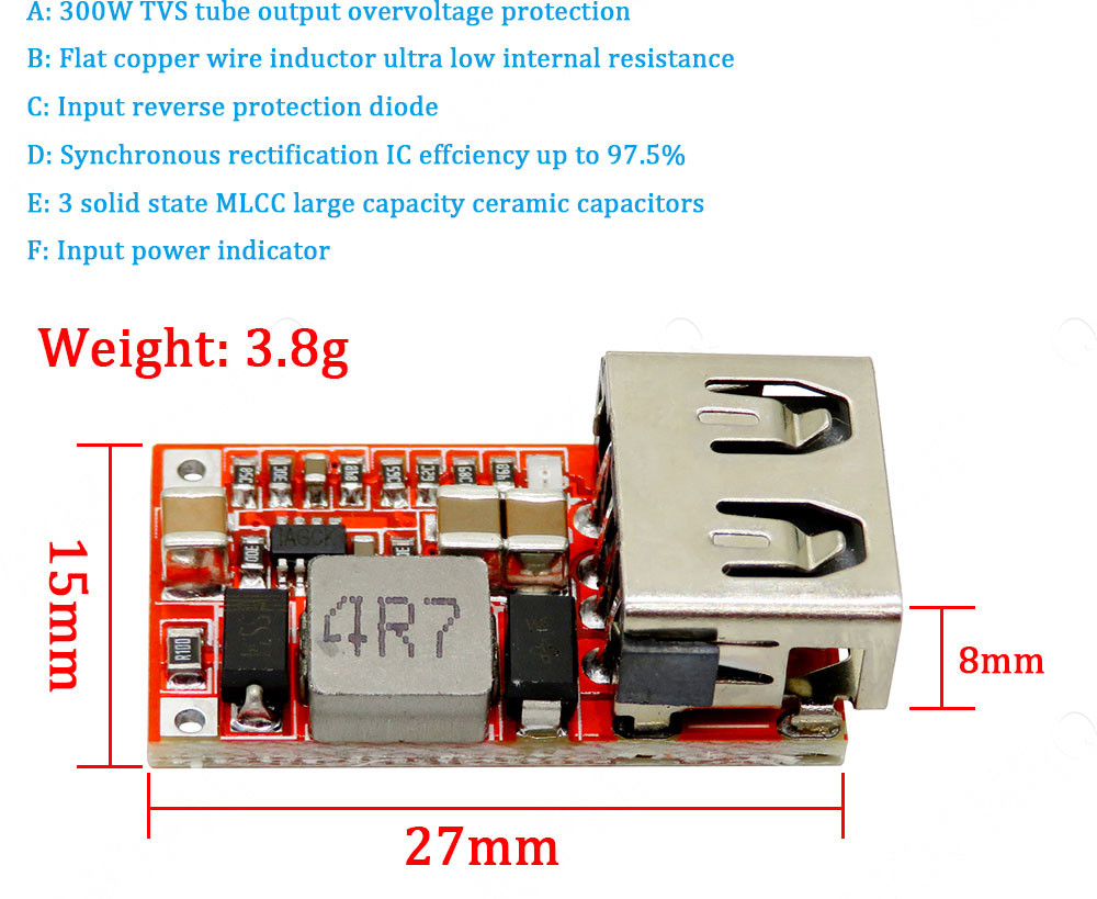 DC Buck Step Down Converter 12v 5v Power Module 12V/24V to 5V 3A CAR USB Charger Module 6-24V DC Step Down Power Module