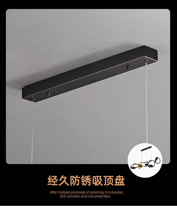 Designer Chandelier Nordic Dining Room Atmosphere Lamp Black Stainless Steel Chandeliers(WH-MI-387)