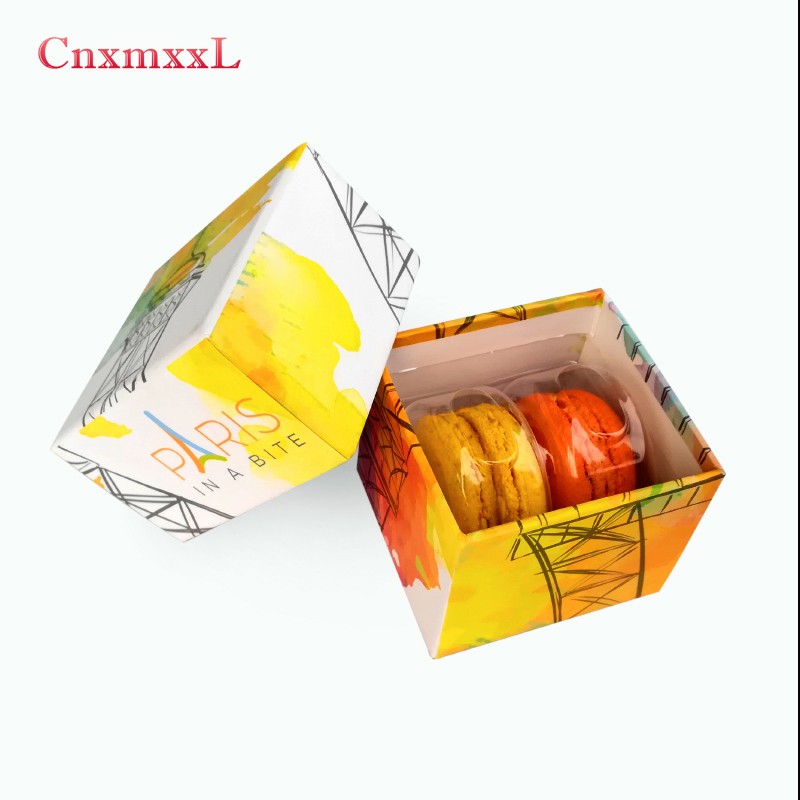 Custom 2pcs macaron box cardboard cylinder packaging box paper packaging box