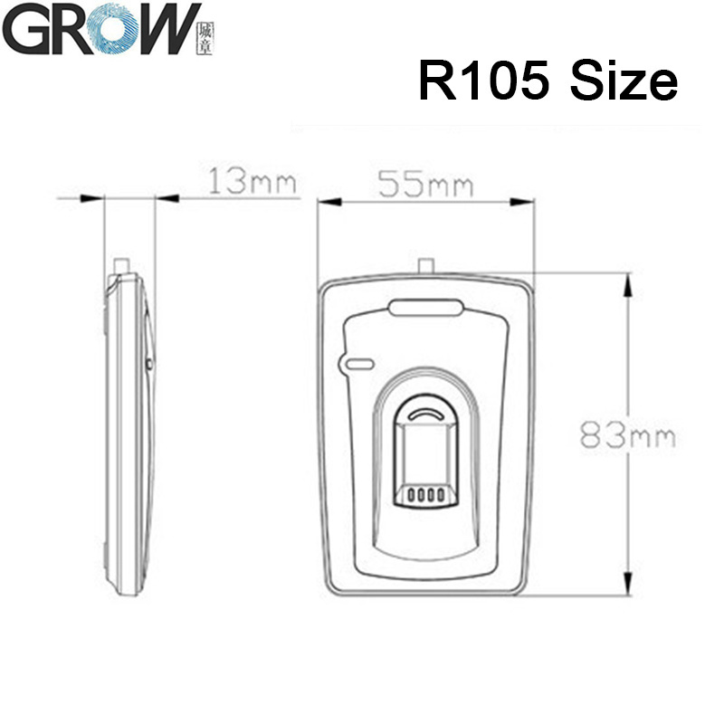 Grow R105 Big Size Capacitive USB Fingerprint Reader with Free Sdk