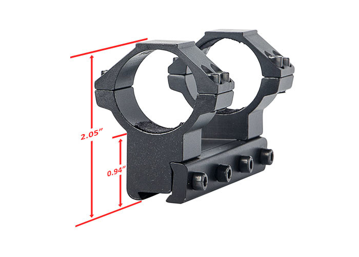 25.4mm High Profile Tactical Scope Rings Non Reflective Double Tube Scope Mount