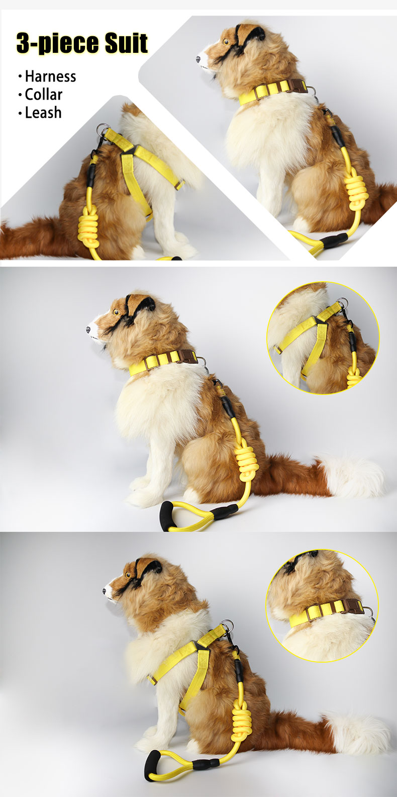 High Quality Multicolor Easy Walk Dog Step-in Harness Vest Pet Collar And Leash Set Walking Jogging Training