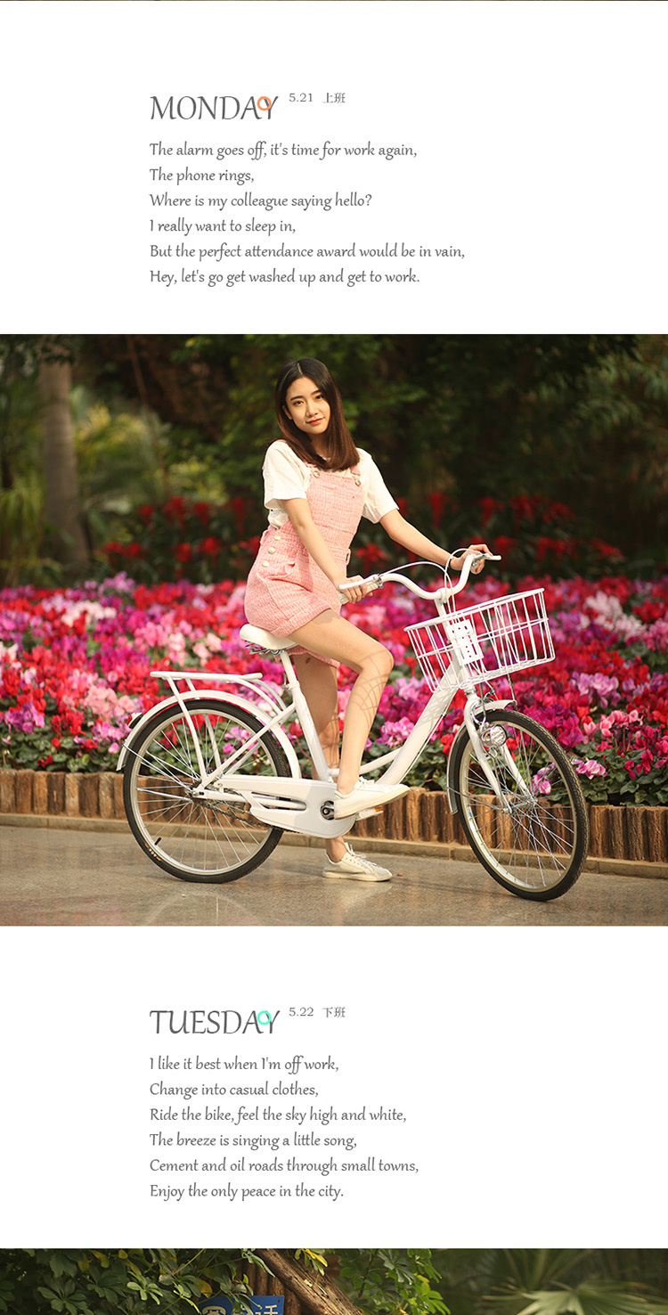 20 24 Inches Portable Girls Bicycle Women Ladies High Carbon Steel City Bike Foldable No for Children Kids' Bike 15KG