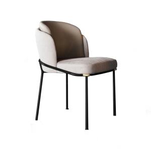 China Cream Linen Upholstered Dining Chairs With Metal Legs Double Back Conference Use wholesale