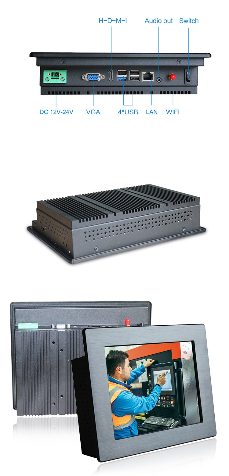 I5-6200U DC 12V-19V Industrial Touch Screen Computer For Vehicle Resistive Touch
