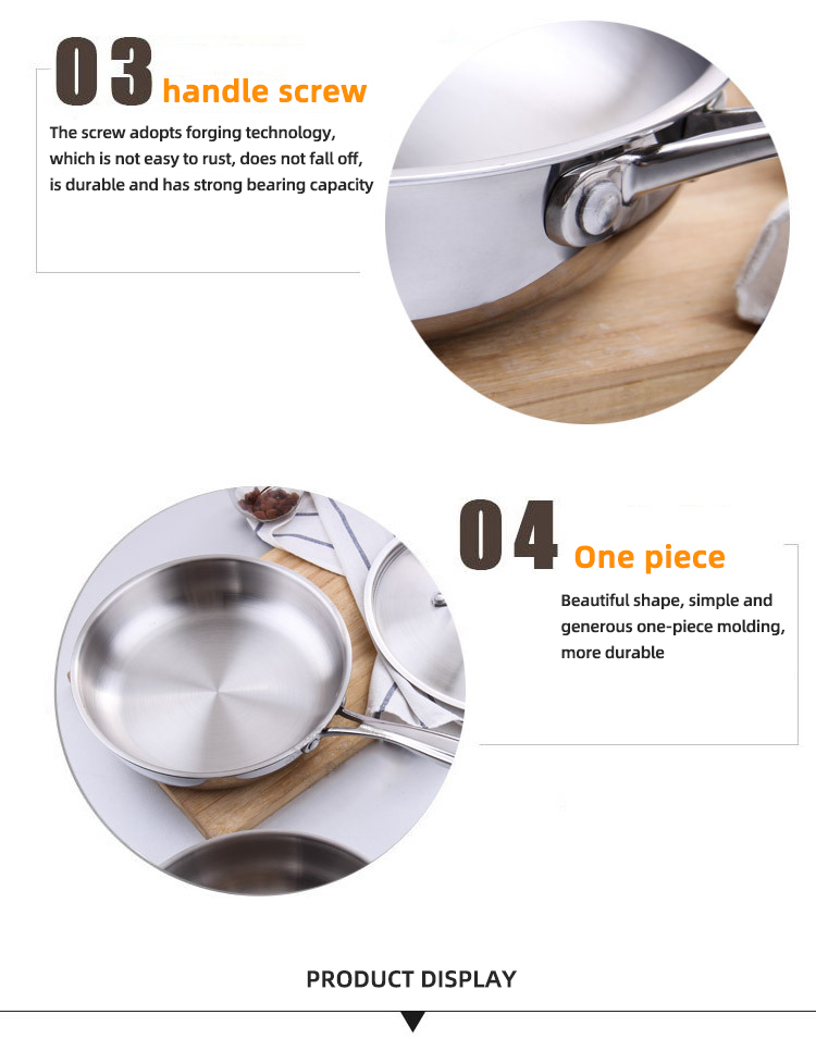 Minimalist Design Style Induction Kitchen Cooking Pan Stainless Steel Material