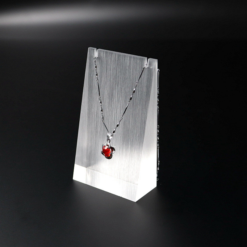 Custom Size Acrylic Necklace Display Holder Brushed Finishing For Jewelry Store