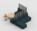 Aesthetic Interior Sectional Fabric Sofa With Integrated Magazine Rack