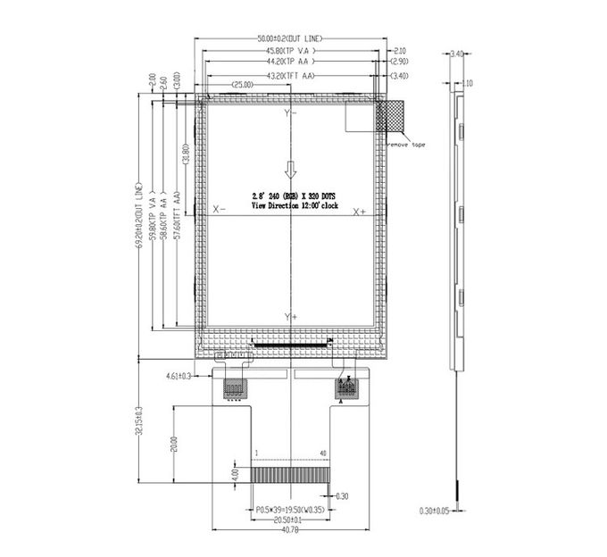 Spi 240X320 2.8" FPC Portable Equipment LCD Screen