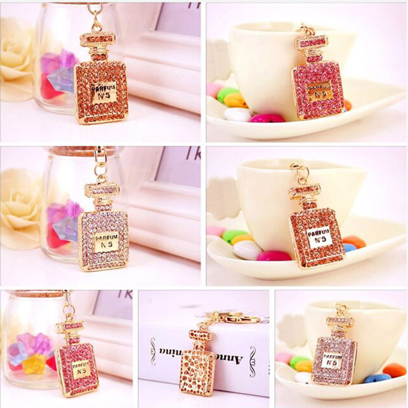 Silkscreen Key Chain Ornaments , OEM 5cm Perfume Bottle Keyring