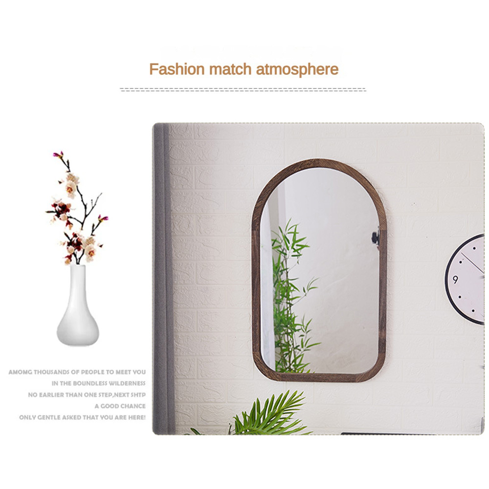 Modern Arch Full Length Antique Sticker With Wood Frame Mirror for Bathroom Decor