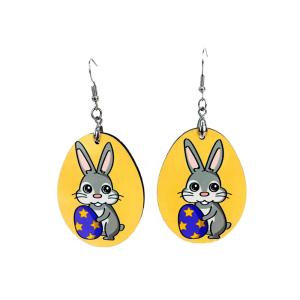 China Creative Easter Bunny Egg Sublimation MDF Blanks Oval Shape Earrings wholesale
