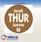 Weekly food safety label for restaurant usage
