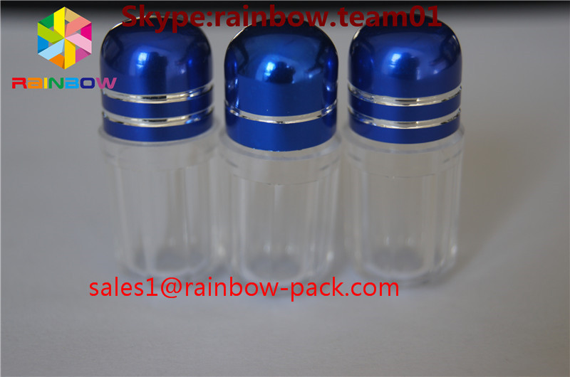 Pill packaging capsule contianer with metal cap sex pill packaging capsule bottle with printed cap sex capsule packaging