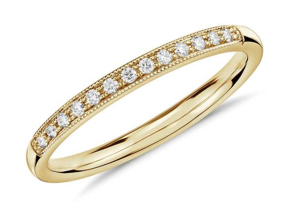 Matching Stacking 14K Yellow Gold Jewelry ring 0.2ct 1.5mm size Claw setting