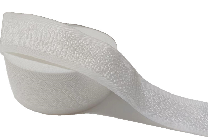 White Woven Jacquard Webbing Roll 4.5cm Wide Poly Cotton Webbing
