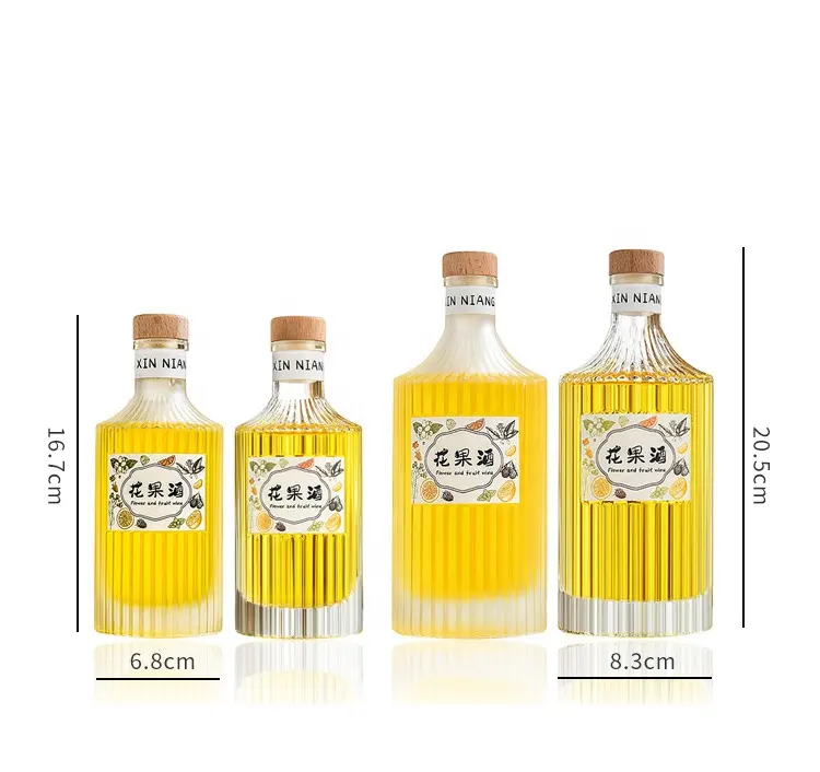 Decal Surface Handling 500ml Frosted Clear Glass Bottle for Alcohol and Juice Storage