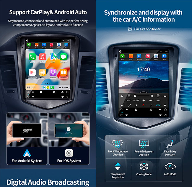 9.7 Inch Chevrolet Cruze Radio Android Car Player IPS Screen GPS Mirror Link FM WIFI