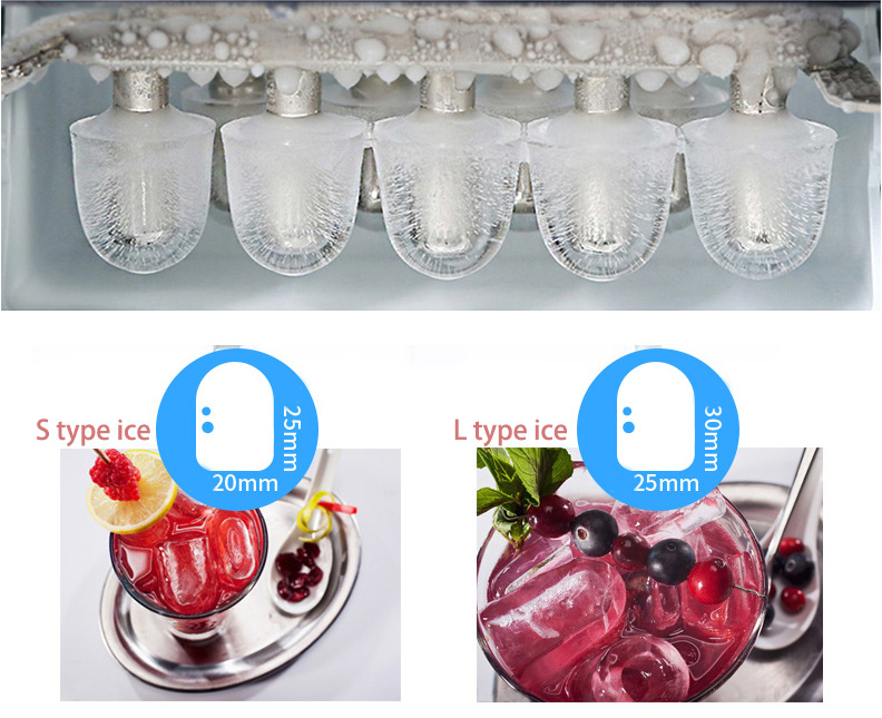 Automatic Stainless Steel Portable Nugget Ice Maker for Home High Capacity 105w Power 15kgs/24hrs Ice Making Capacity