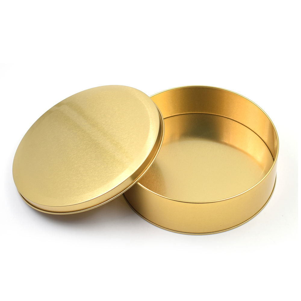 Gold Plated Round Metal Box.