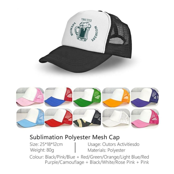 Custom Sublimation Mesh Cap Trucker Cap Colored Hats For Sublimation