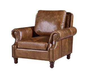 China Vintage Brown High Back Leather Armchair , Tall Back Living Room Chairs Strong Linen wholesale