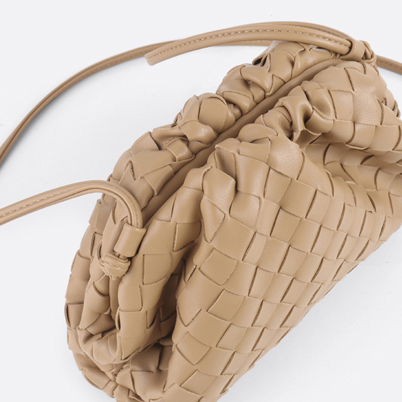 Hand Woven Cloud Bag Genuine Leather Fashionable Design All Seasons Decoration None