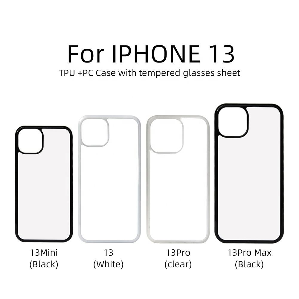 Printable Back Phone Cover 2D Sublimation TPU Tempered Glass Mobile Case For IPhone 13 14 15 16