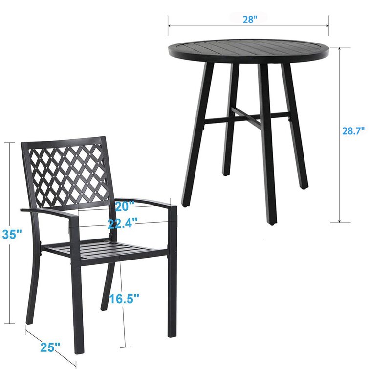 Outdoor Balcony Bistro Set Metal Garden Furniture with Foldable Design and 2 Seats