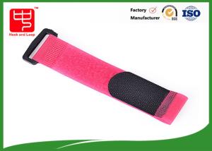 China 100 * 20mm Durable Straps , Pink Color Velco Cable Ties wholesale