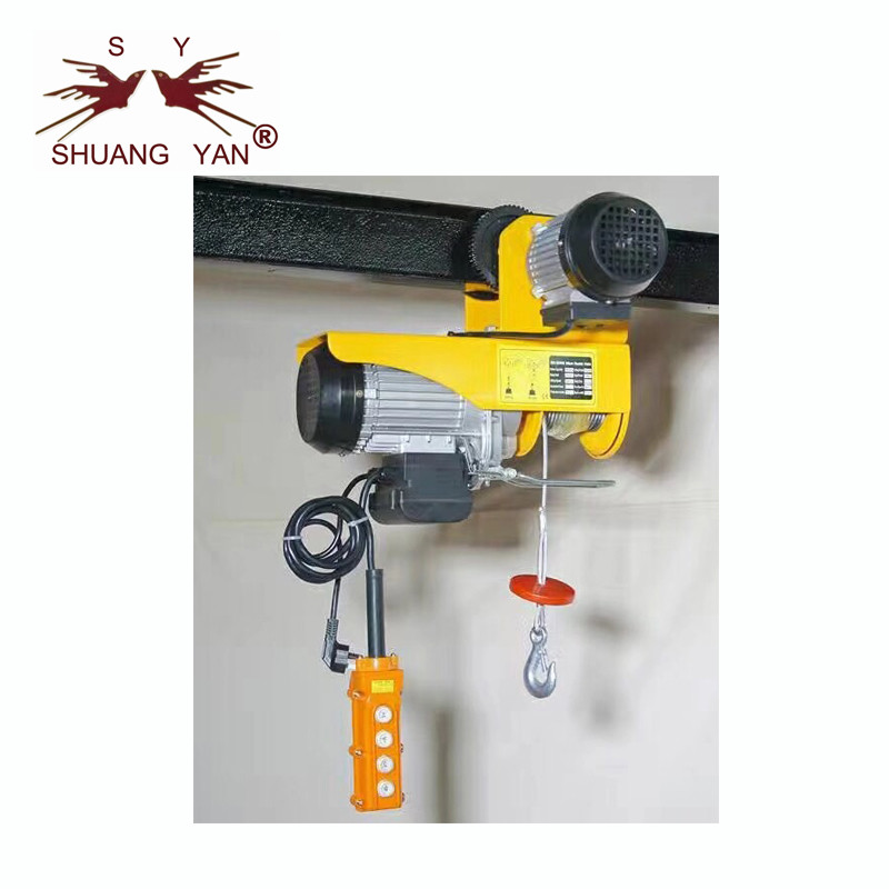 Black Mini Electric Hoist Light Duty Double Hook Energy Saving