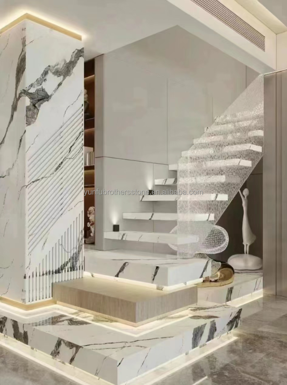Customized Cut-to-Size Sintered Stone Stairs for Luxury Modern Design in Various Colors