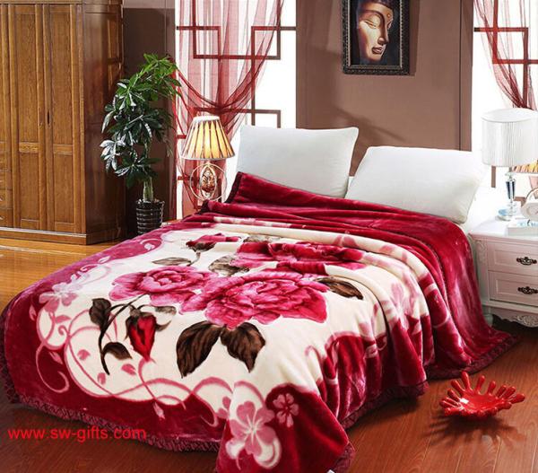 Blanket with flowers Grade A B Thicken Laschel Blankets Home Textile pink&beige