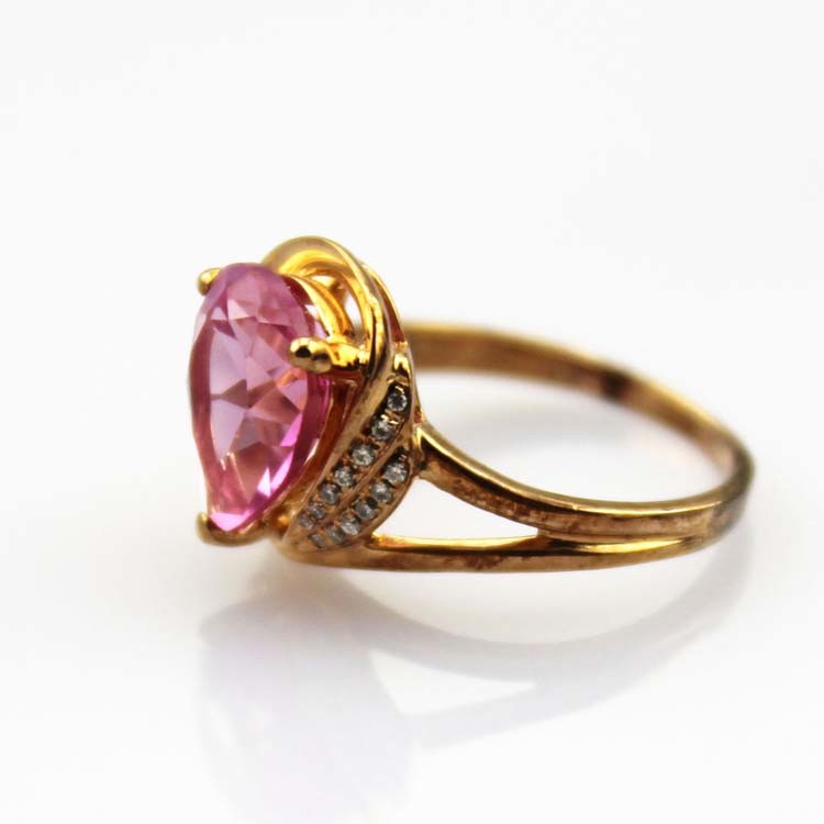 Rose Gold Plated 925 Silver Ring with 8mmx10mm Pink Cubic Zircon (R285)