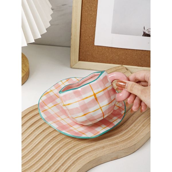 ins ceramic mug handmade irregular 10oz customised coffee cup and saucer afternoon tea ceramic cup retro stoneware mug