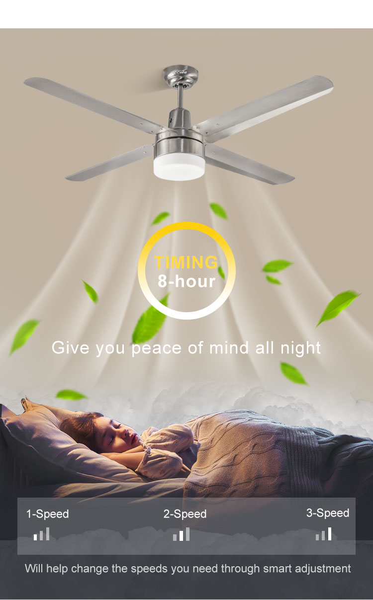 52" Brushed Nickel Iron Blades LED Ceiling Fan Light for Lighting and Circuitry Design