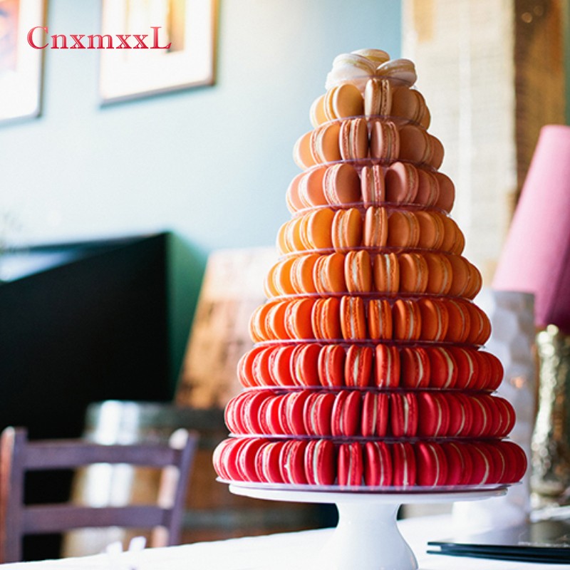 Classic Plastic 10 Tier Macaron Tower Pyramid Macaron Stand Case