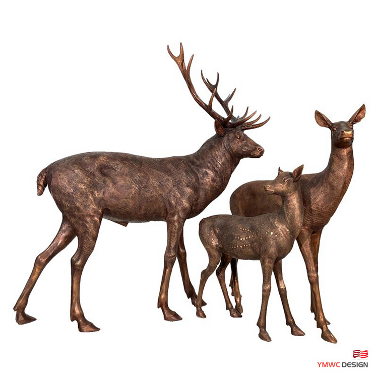 Europe Regional Feature Bronze Sika Deer Sculpture for Custom Metal Animal Statues
