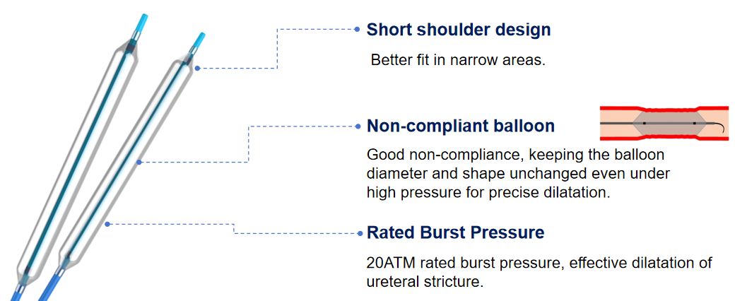 NMPA Cleared Ureteral Dilation Balloon Sterile Single Use With Hydrophilic Coating