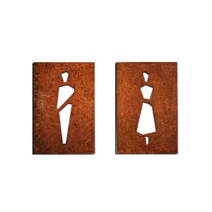 China WC Symbols Corten Steel Wall Art Rusty Metal Toilet Wall Plate wholesale