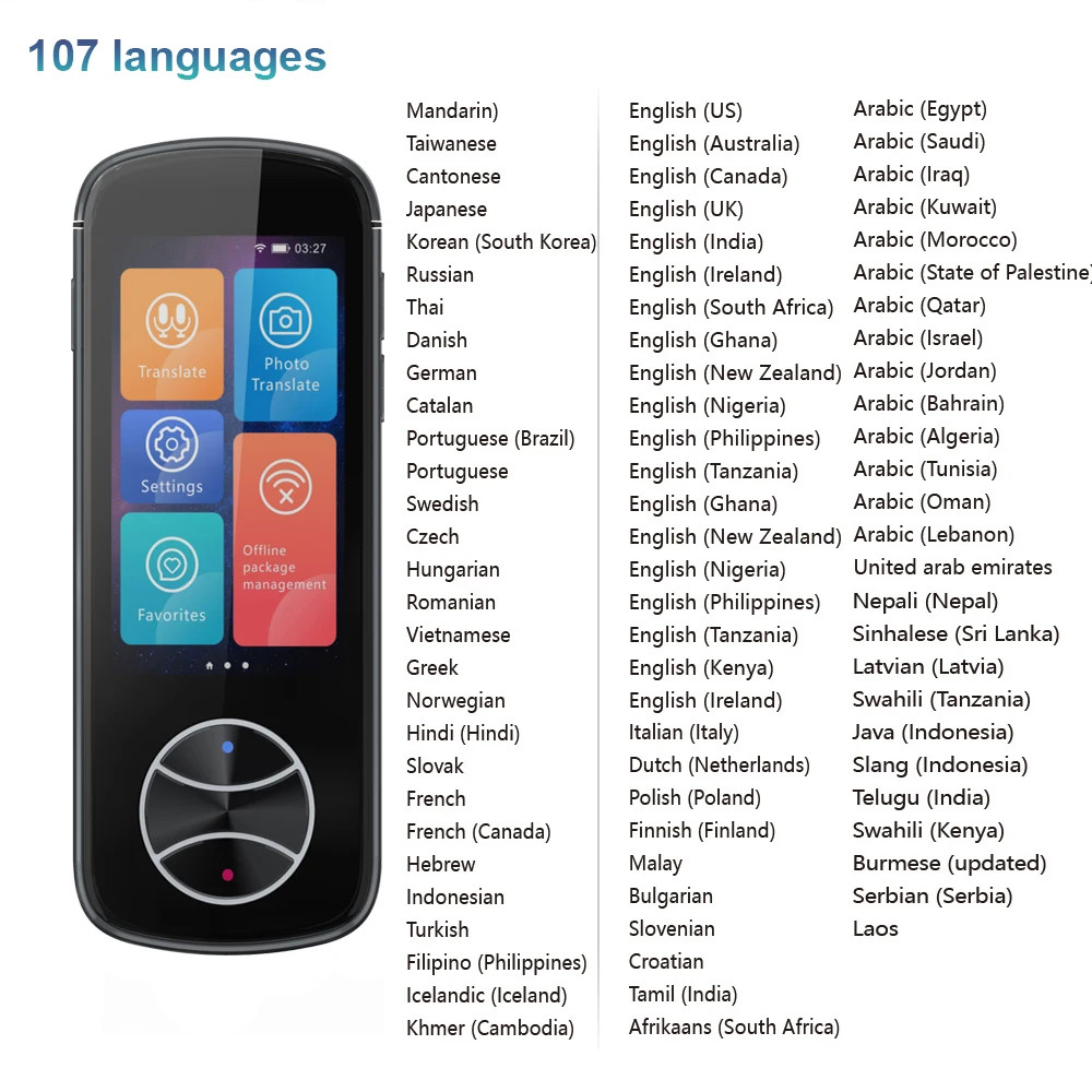 WIFI Instant Audio Translator Interpreter Machine 107 Language 12 Offline