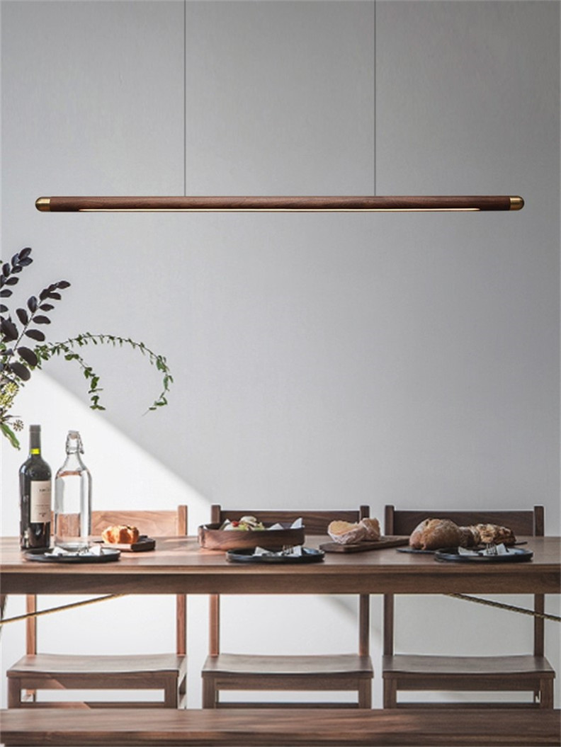 Rural Chandelier Black Walnut simple Strip Kitchen Home indoor Wood Chandelier(WH-MI-397)