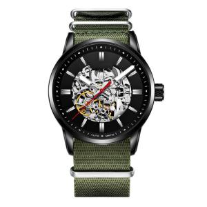 China 3ATM Waterproof Nylon Wrist Watch , 13mm Hollow Mechanical Watch wholesale